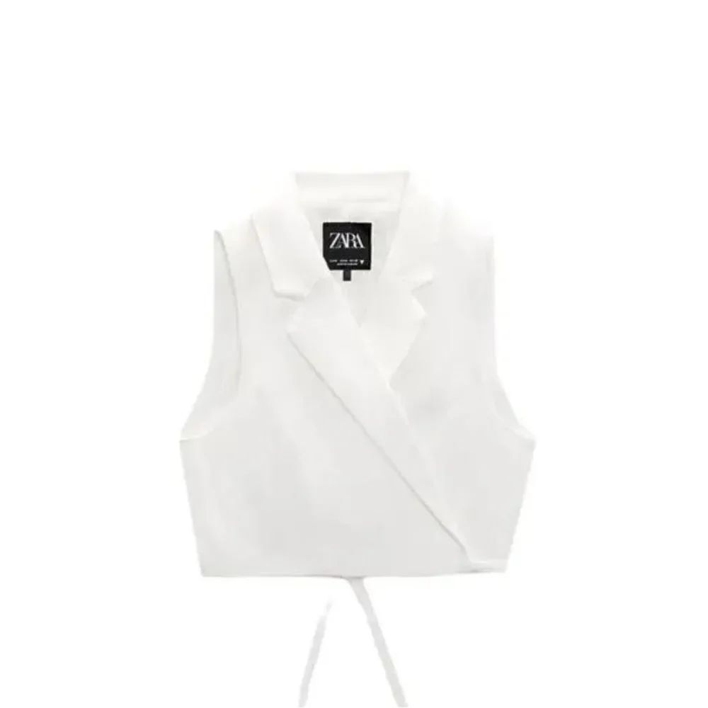 Zara Linen blend waistcoat deep V with ties sz M - Picture 10 of 12